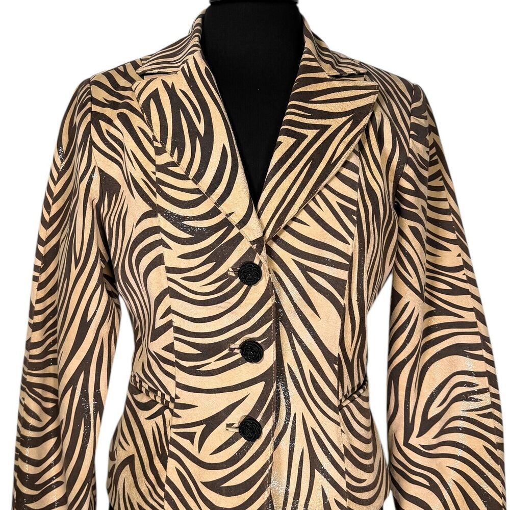 Rare Vintage Michael Hoban North Beach Leather Jacket Women's Animal Print 10 - Picture 5 of 9